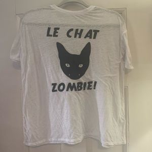 French cat zombie shirt. Size Large